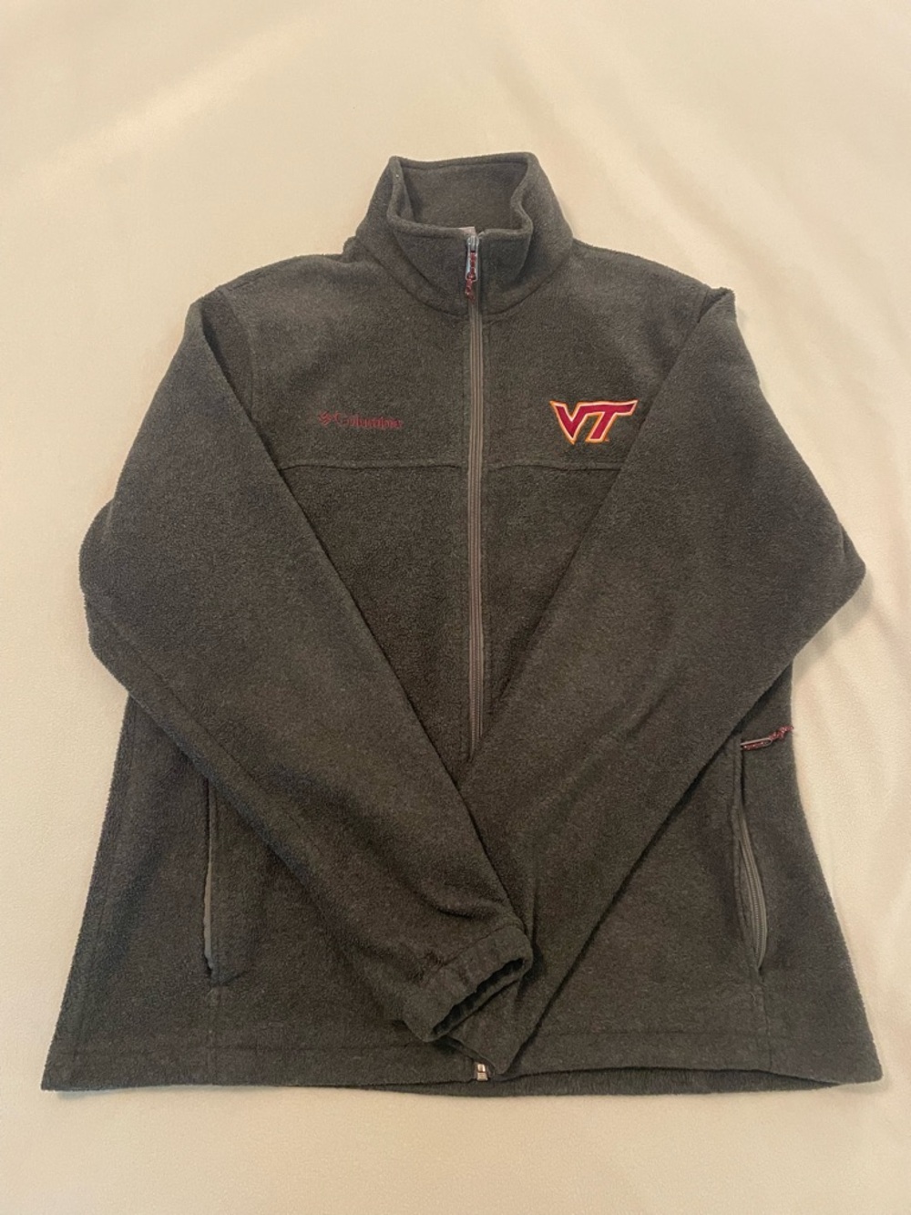 Columbia Mens Virginia Tech Full Zip Fleece Jacket Size M Gray